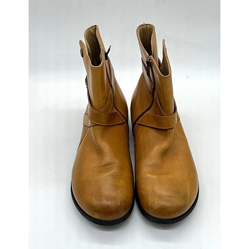 Birkenstock Collins Boot EU 42 Side Zip Buckle Round Toe Camel Brown